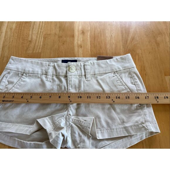 American Eagle Outfitters Shortie Stretch Shorts Size 0 NWT Cream Khaki Cotton - Picture 7 of 10